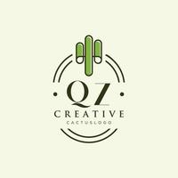 qz Anfangsbuchstabe grüner Kaktus-Logo-Vektor vektor