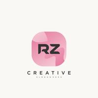 rz anfangsbuchstabe logo icon design template elemente mit wellenfarbener kunst. vektor