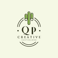 qp Anfangsbuchstabe grüner Kaktus-Logo-Vektor vektor