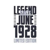 legende seit juni 1928 geburtstagsfeier zitat typografie t-shirt design vektor