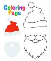 Malvorlage mit Bart mit Weihnachtsmütze für Kinder vektor