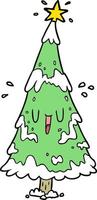 tecknad serie söt jul träd vektor