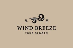 Wind-Logo-Design-Vorlage, Vintage-Stil vektor