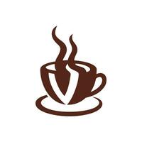 varm kaffe kopp med v brev illustration vektor