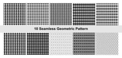 10 geometrische Muster in schwarz weiß. vektor