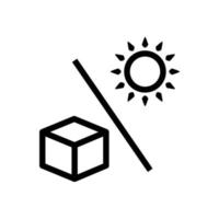 Box-Line-Icon-Darstellung mit Sonne und Schrägstrich. geeignet, um sich vom Sonnensymbol fernzuhalten. Symbol für die Verpackung. einfaches Vektordesign editierbar. pixelgenau bei 32 x 32 vektor