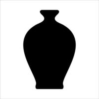 svart vektor illustration av modern keramisk vas. enda element i trendig boho stil isolerat på vit bakgrund
