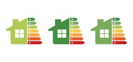 satz von energieeffizienzdiagramm und .house-konzept .set home icons. Vektor-Illustration vektor