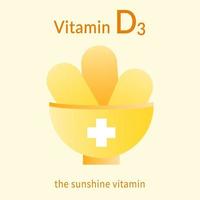 vitamin d reklam baner. medicinsk kopp och kapslar. symbol, logotyp illustration. vektor illustration