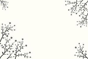 Hintergrunddesign mit handgezeichneten Bäumen und Blumen auf weißem Hintergrund vektor
