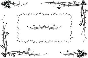 dekorativ blommig gräns ramar element med hand dragen kryp och blomma på vit bakgrund vektor