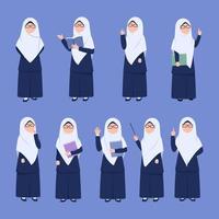 uppsättning av illustration muslim lärare vektor