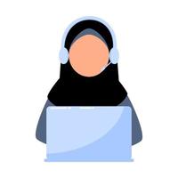 Illustration einer muslimischen Frau, die online arbeitet vektor