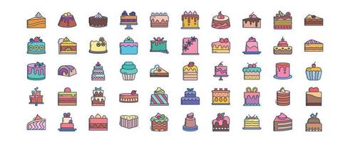 samling av ikoner relaterad till bakverk och sötsaker, Inklusive ikoner tycka om knäck, kola, kaka, bakverk och Mer. vektor illustrationer, pixel perfekt uppsättning