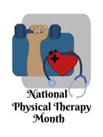 nationaler physiotherapiemonat, idee für ein poster, banner, flyer oder eine postkarte zu einem medizinischen thema vektor