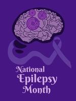nationell epilepsi månad, design av vertikal baner, affisch eller hälsa flygblad vektor