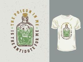 Vintage Giftflaschen-T-Shirt-Designillustration vektor