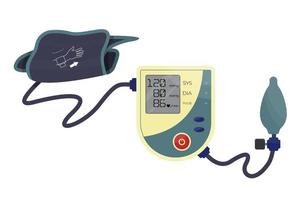 tonometer isolerat. mått av blod tryck, arteriell tryck. sphygmomanometer medicinsk enhet. hypotoni och hypertoni förebyggande och behandling. övervaka av hjärta sjukdom. vektor