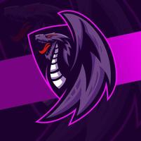 Drache mit Flügelmaskottchen-Esport-Logo-Charakterdesign für Gaming-Logo-Team vektor