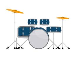 trumma utrustning, trumma uppsättning isolerat. percussion musikalisk instrument. platt vektor illustration.