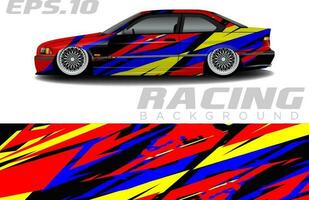 Rallye-Rennwagen-Wrap-Design-Vektor für Fahrzeug-Vinyl-Aufkleber und Automobil-Aufkleber-Lackierung vektor