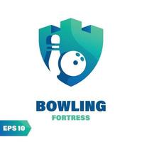 bowling fästning logotyp vektor