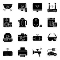Packung mit Iot-Solid-Icons vektor