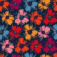 Vektornahtloses Muster mit Zeichnung von Mohnblumen, botanische Illustration in leuchtenden Farben. hand gezeichneter botanischer hintergrund. künstlerischer Hintergrund. vektor