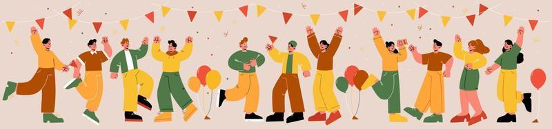 Lycklig människor fira fest företags- roligt Semester vektor