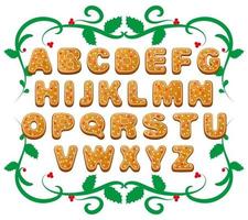 dekorativ jul alfabet. font av pepparkaka med glasyr. vektor uppsättning av dekorativ brev för vinter- högtider design.