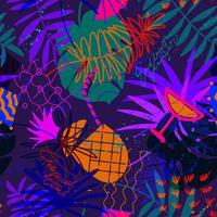Vektornahtloses Muster mit handgezeichneten Blumenelementen. tropischer hintergrund der hellen farbe. Sommerparty-Kulisse. vektor