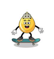 Honigtropfen-Maskottchen, das ein Skateboard spielt vektor