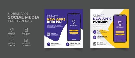 mobil app befordran social media posta och webb baner mall vektor