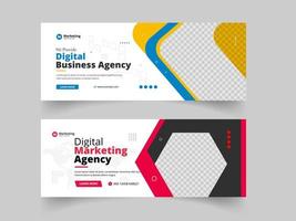 Facebook-Cover und Web-Banner für digitales Business-Marketing für Social-Media-Beitragsvorlagen vektor