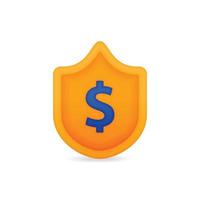 Schutzsymbol für Finanzen und Einsparungen. Symbolsicherheit und sicher mit Geldschild. kann für Bankgeschäfte, Finanzen, Kauf, Rechnung, Besteuerung, Zahlung, Verkauf, Kauf, Handel, Transaktion, Schulden, Darlehen verwendet werden vektor