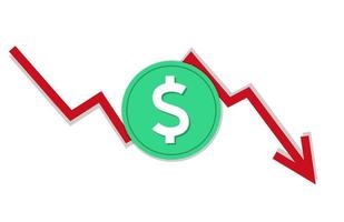 Graf av intressera Betygsätta minskning på grund av till stigande inflation priser. matas, statlig boka eller central Bank monetär politik. vektor illustration