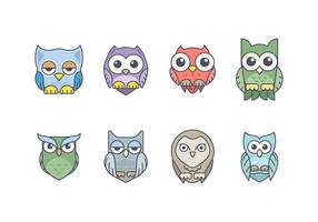 Söt Owl Icon Pack vektor