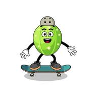 kaktus maskot spelar en skateboard vektor