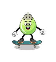 Melonensaft-Maskottchen, das ein Skateboard spielt vektor