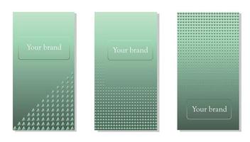 drei abstrakte grüne Coverdesigns auf weißem Hintergrund. Infografik-Layout. Werbeplakat. Designvorlage für Business-Flyer-Werbung. Hintergrund der Broschürenlayoutvorlage. vektor