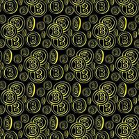 abstraktes geometrisches Muster mit Bitcoin. ein Hintergrund. schwarze und goldene Verzierung. Grafisches modernes Muster. einfaches gittergrafikdesign. - Abbildung vektor