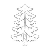 Weihnachtstannenbaum im handgezeichneten Doodle-Stil. Vektor-Illustration isoliert auf weißem Hintergrund. vektor