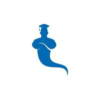 Graduierten-Genie-Logo. Genie-Logo-Design. magisches Fantasy-Genie-Konzept-Logo. vektor