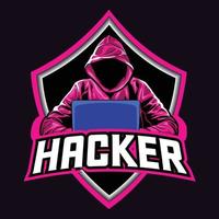 hacker esport logotyp maskot design vektor