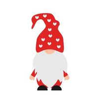 valentinstag oder weihnachtszwerg isoliert auf weiß. Skandinavischer Nordischer Zwerg. süße Zeichentrickfigur. Vektorvorlage für Banner, Poster, Grußkarten, T-Shirts usw vektor