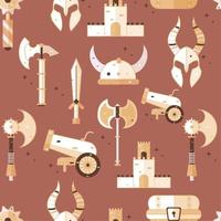 mönster bakgrund med medeltida vapen ikoner vektor illustration