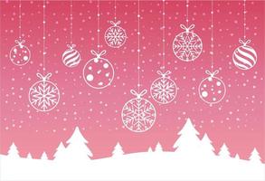 weihnachten und neujahr typografisch auf rosa weihnachtshintergrund mit schneeflocken, licht, sternen. Vektor-Illustration. Weihnachtskarte vektor