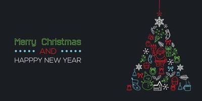 glad jul och Lycklig ny år träd bakgrund design. abstrakt konst tapet, rubriker, affischer, hemsida, vektor illustration.