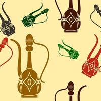 Bearbeitbare flache einfarbige Dallah-Kaffeekannen-Vektorillustration in verschiedenen Farben als nahtloses Muster für die Erstellung des Hintergrunds des arabischen Kulturtraditionscafés und des Designs im Zusammenhang mit islamischen Momenten vektor