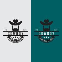 Cowboy-Logo-Vektor mit Slogan-Vorlage vektor